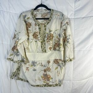 Cato Womens Floral Print V Neck Tunic Top Blouse Size 14 16W